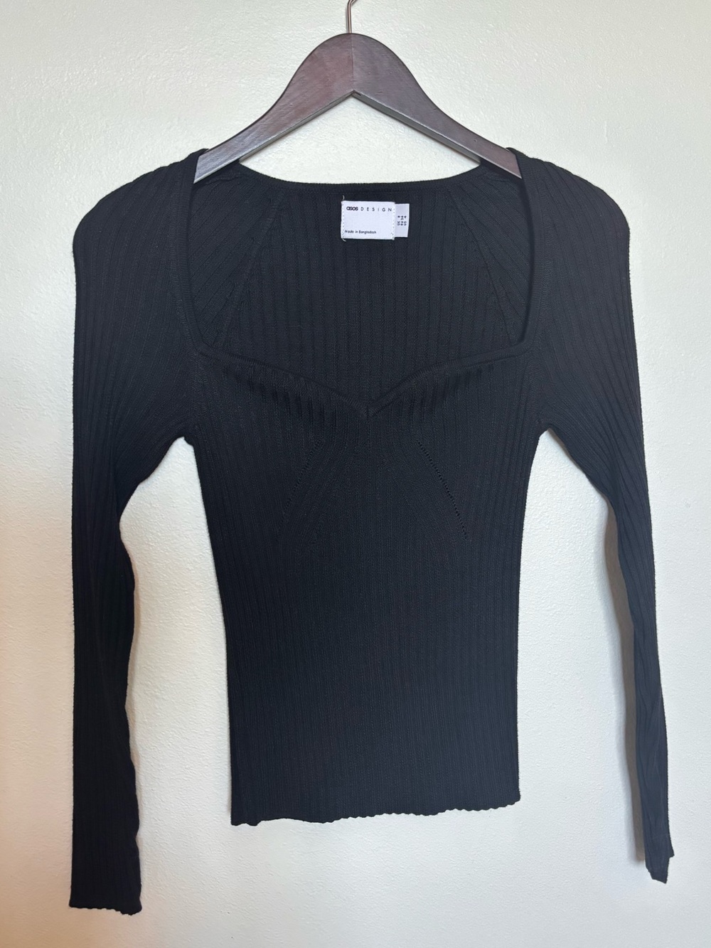Sweetheart Square Neck Ribbed Knit Top